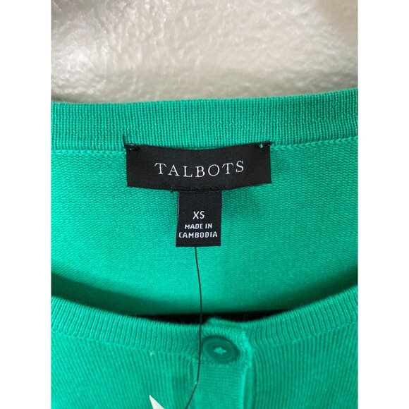 Talbots Womens Button-Front Knit Cardigan XS Green Cotton Blend Sweater NEW - Picture 4 of 7